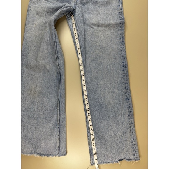Zara The 90s Wide Full Length High Rise Raw Hem Frayed Jeans Size 6 / 28 READ - Picture 2 of 12
